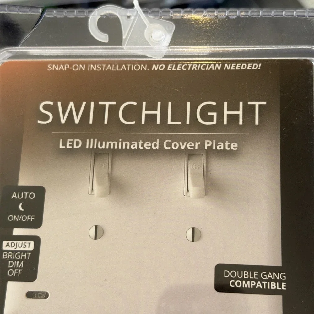 Snap Power LED Illuminated Cover Plate For Double Gang Switch White Auto On/Off